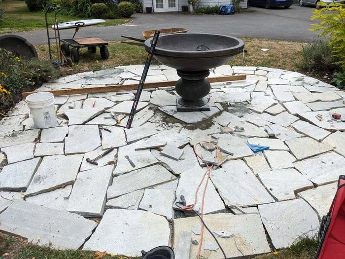 beds  stone patio detail rebuild